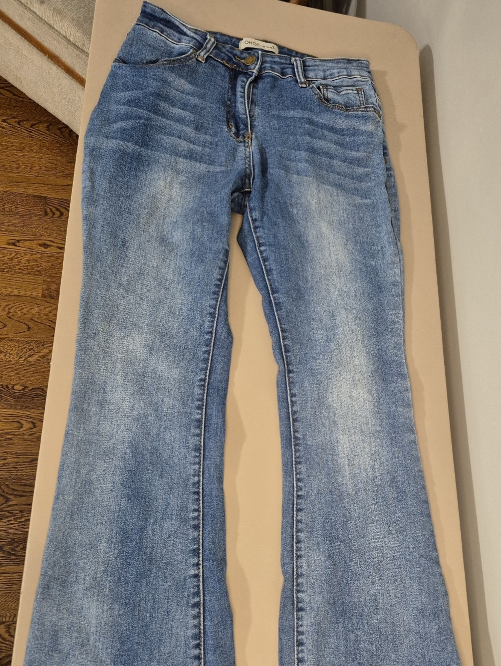 Love Soho Flare Jeans Size 11 Medium Wash Mid Rise Slight Flare Stretch Denim